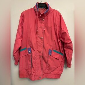 Vintage Mariel Colorblock Ski Jacket Large Snow 80s 90s Retro Pink Windbreaker